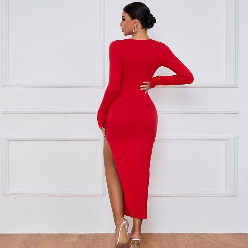 Sexy Long Sleeve Slit Dress