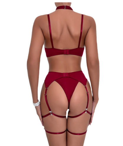 Sexy underwear garter seductive sexy hollowed out four-piece set
