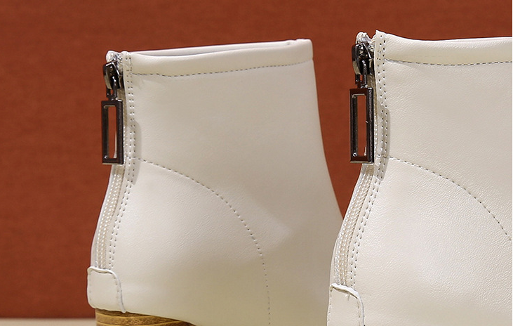 Women's pointy toe boots with thick heel and back zipper