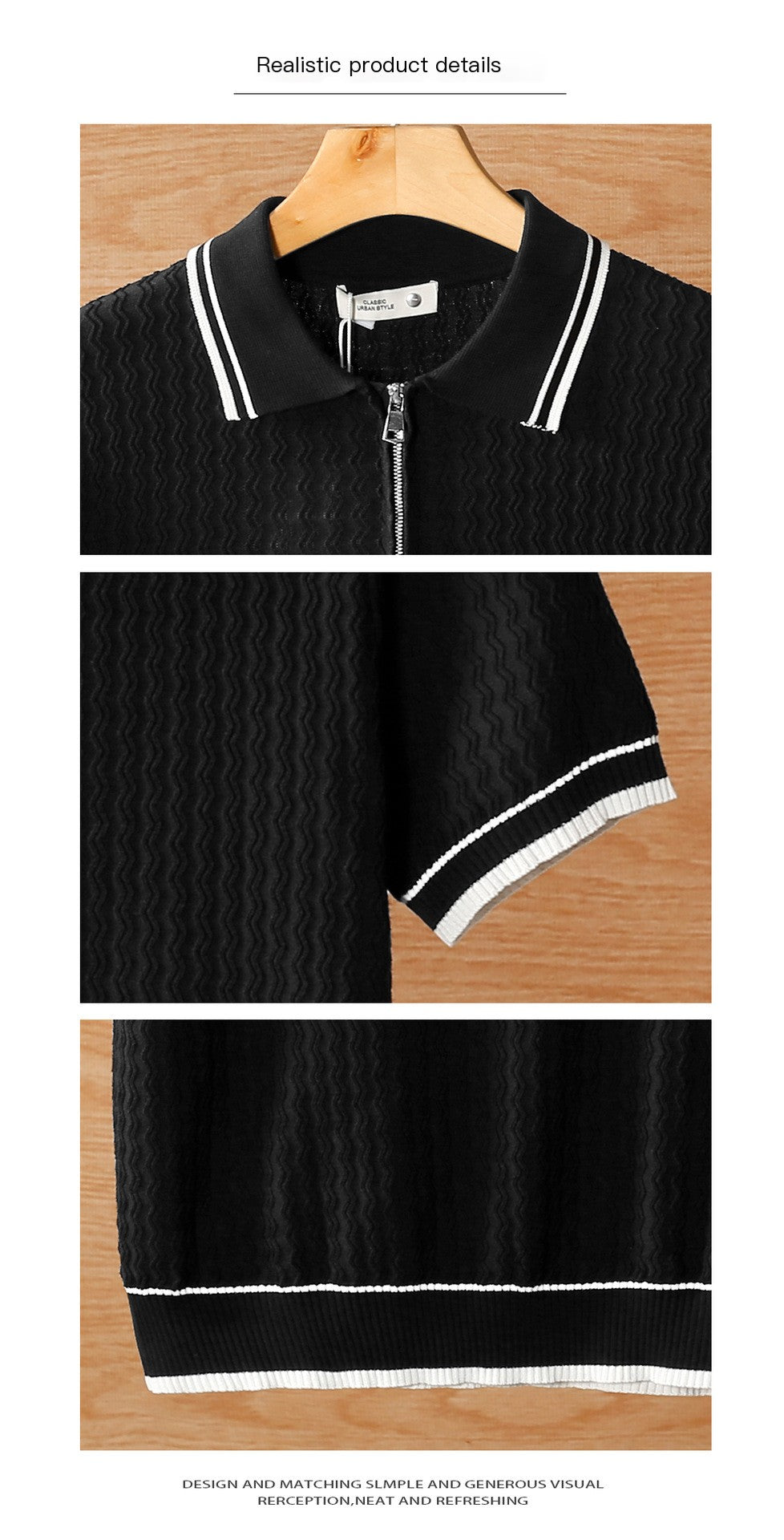 Men's jacquard knit polo shirt