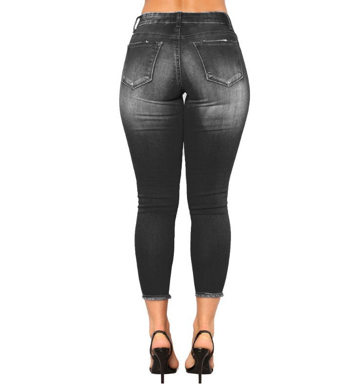Women's fashion stretch slim fit ripped skinny jeans