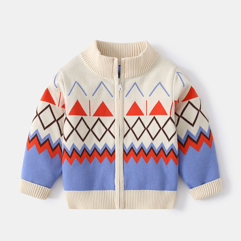 Children's Clothing Plus Velvet Cardigan Sweater