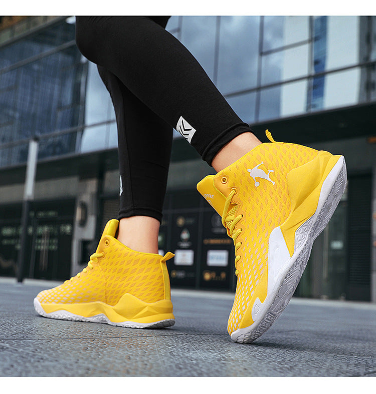 786 Basketball Shoes Men's Women's Autumn and Winter High-top Plaid Leather Fashionable Wear-resistant Sports Shoes Couple's Training Trendy Shoes
