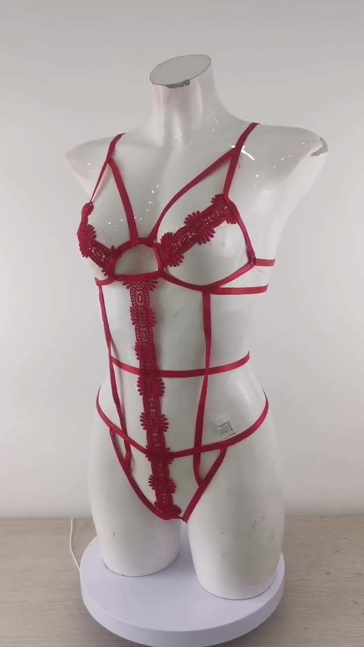 Strappy Lace Bodysuit with Floral Details