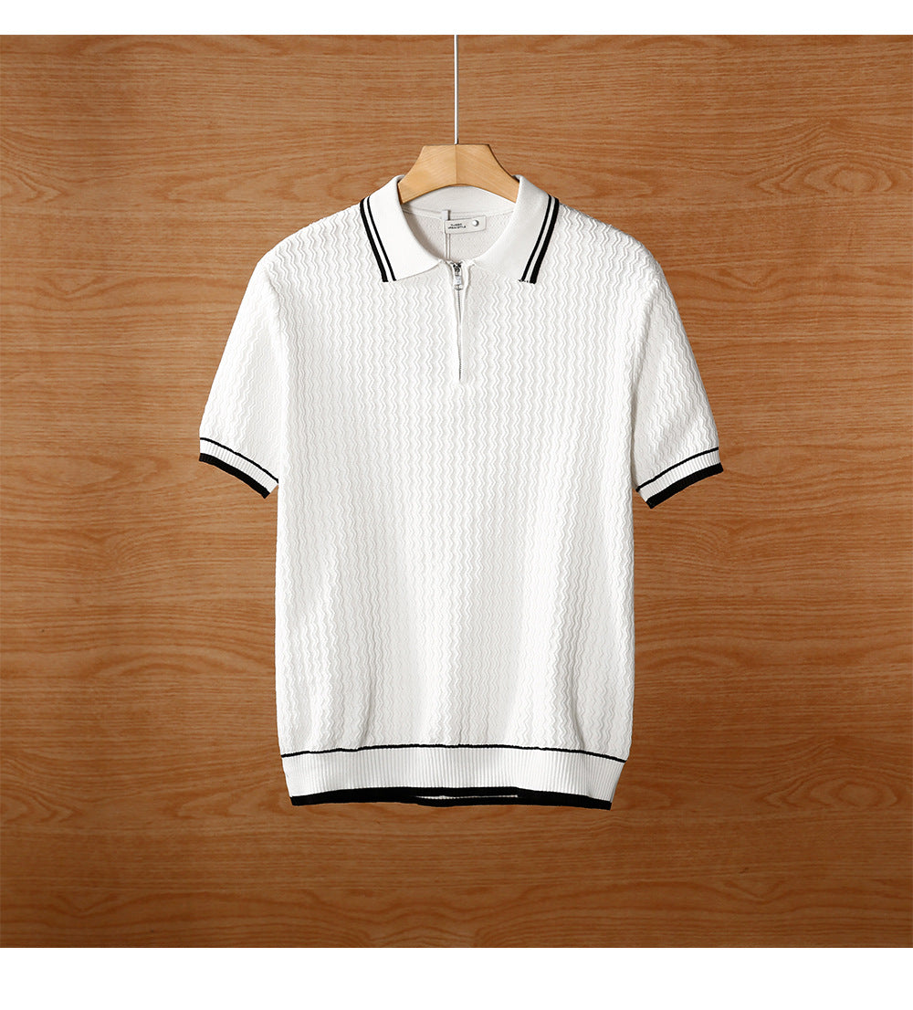 Men's jacquard knit polo shirt