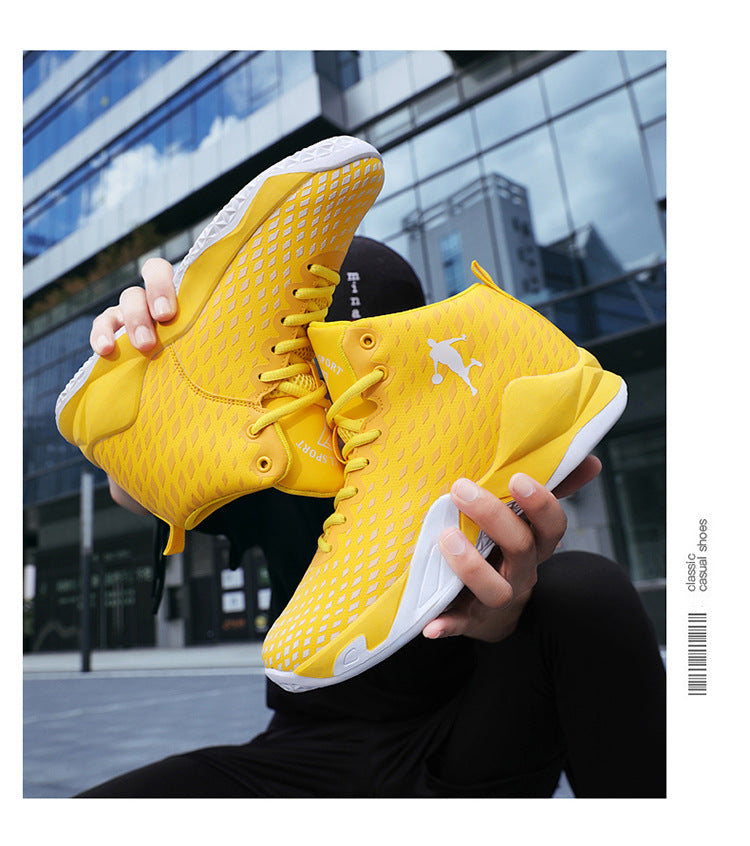 786 Basketball Shoes Men's Women's Autumn and Winter High-top Plaid Leather Fashionable Wear-resistant Sports Shoes Couple's Training Trendy Shoes