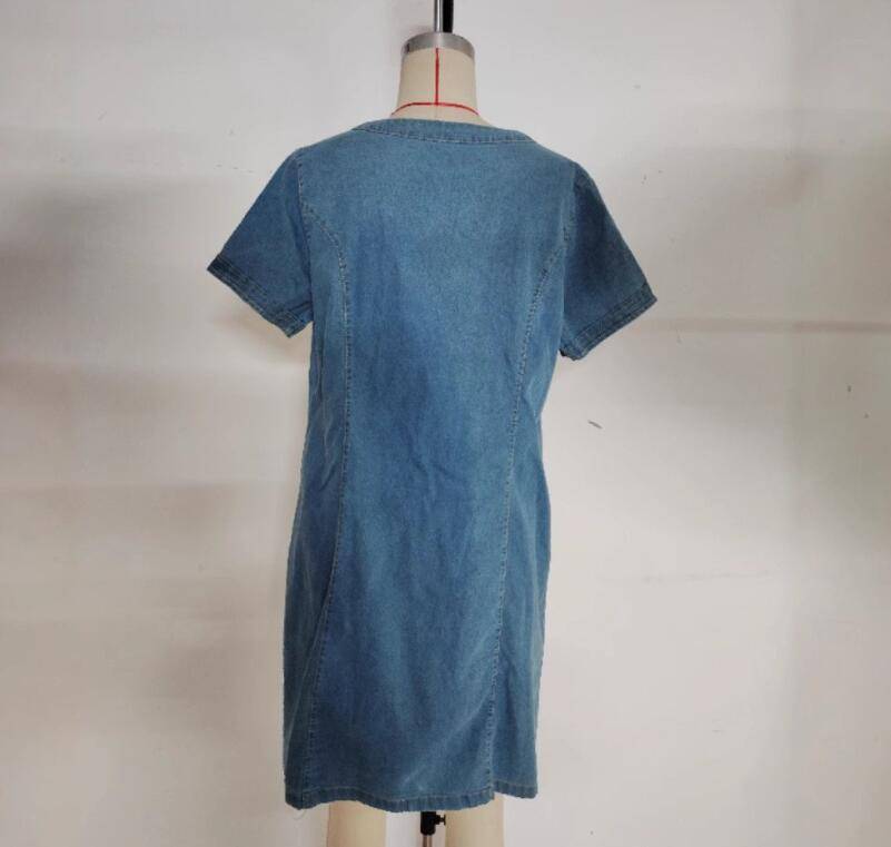 Solid color denim dress