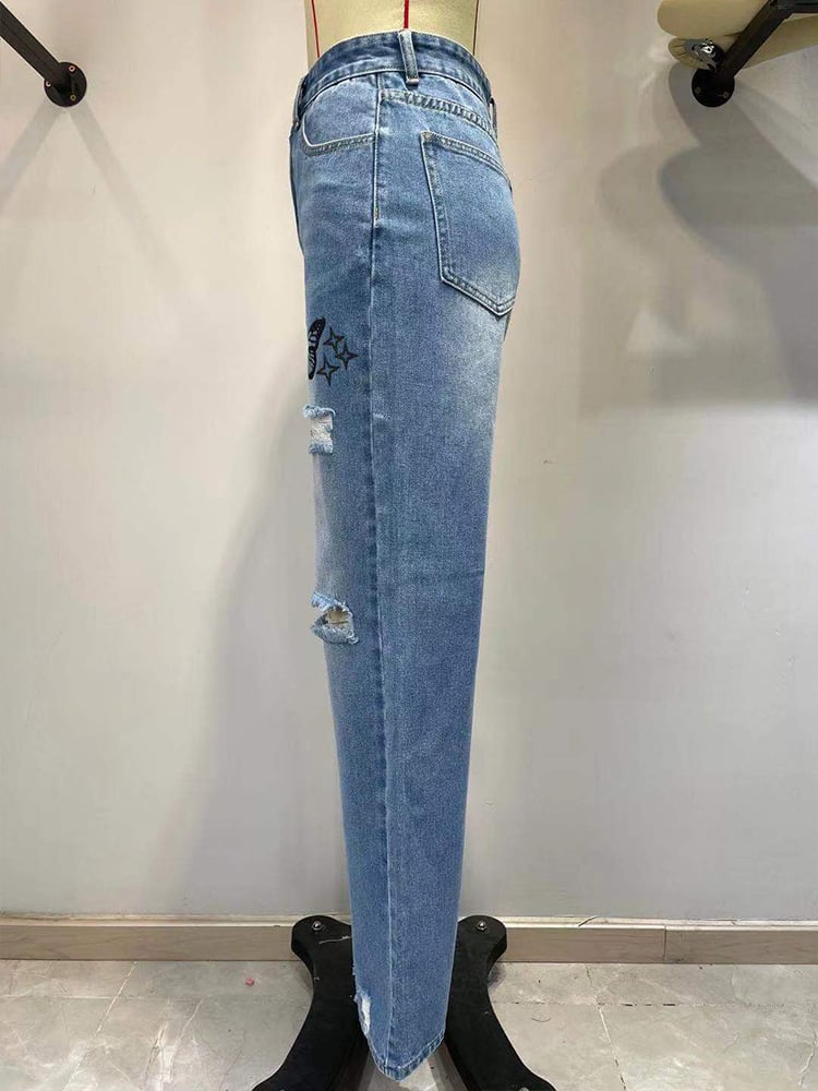 Women's high-waisted, wide-leg, flared jeans