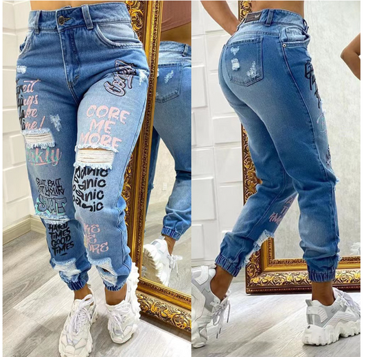 women's casual ripped pocket jeans