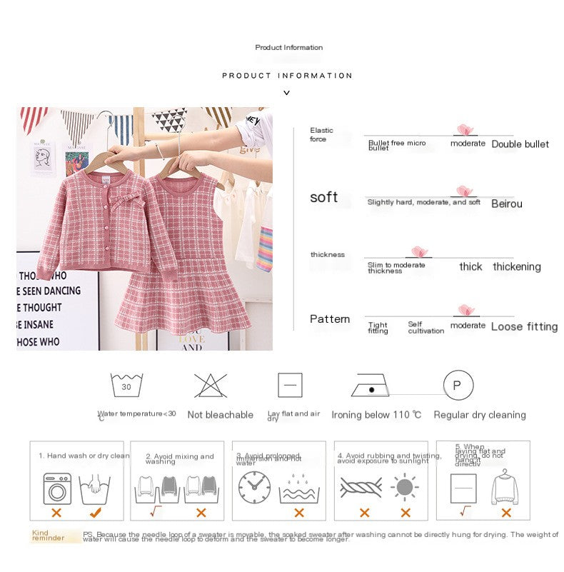New Children's Wear Women's Treasure Suit Chanel Sweater Two-piece Set Children's Warm Coat Sleeveless Dress Autumn Fashion